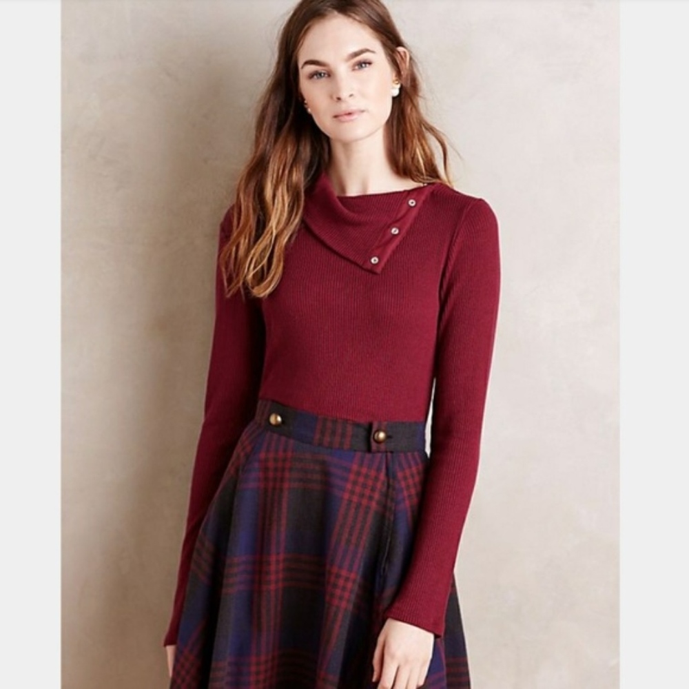 Anthropologie Snap Neck Pullover